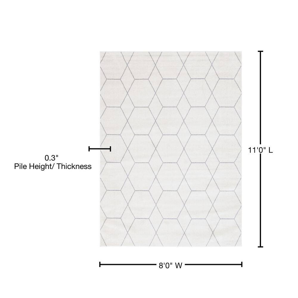 Ivory and Gray Trellis Synthetic Rectangular Area Rug