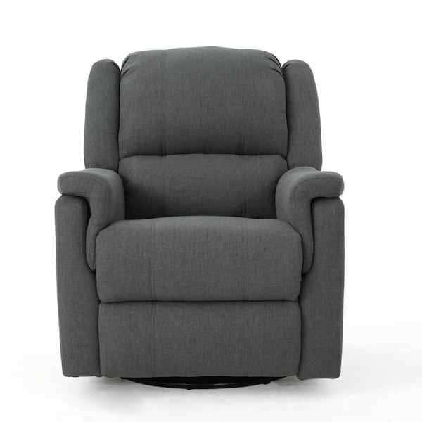 Unbranded Jennette Charcoal and Black Tufted Swivel Gliding Recliner