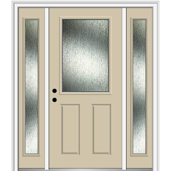 MMI Door Rain Glass 68.5 in. x 81.75 in. Right-Hand Inswing 1/2 Lite 2-Panel Painted Wicker Prehung Front Door, 4-9/16 in. Frame