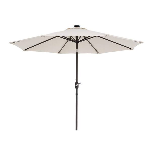 Unbranded 9 ft. Market Patio Umbrella with LED Light in Beige