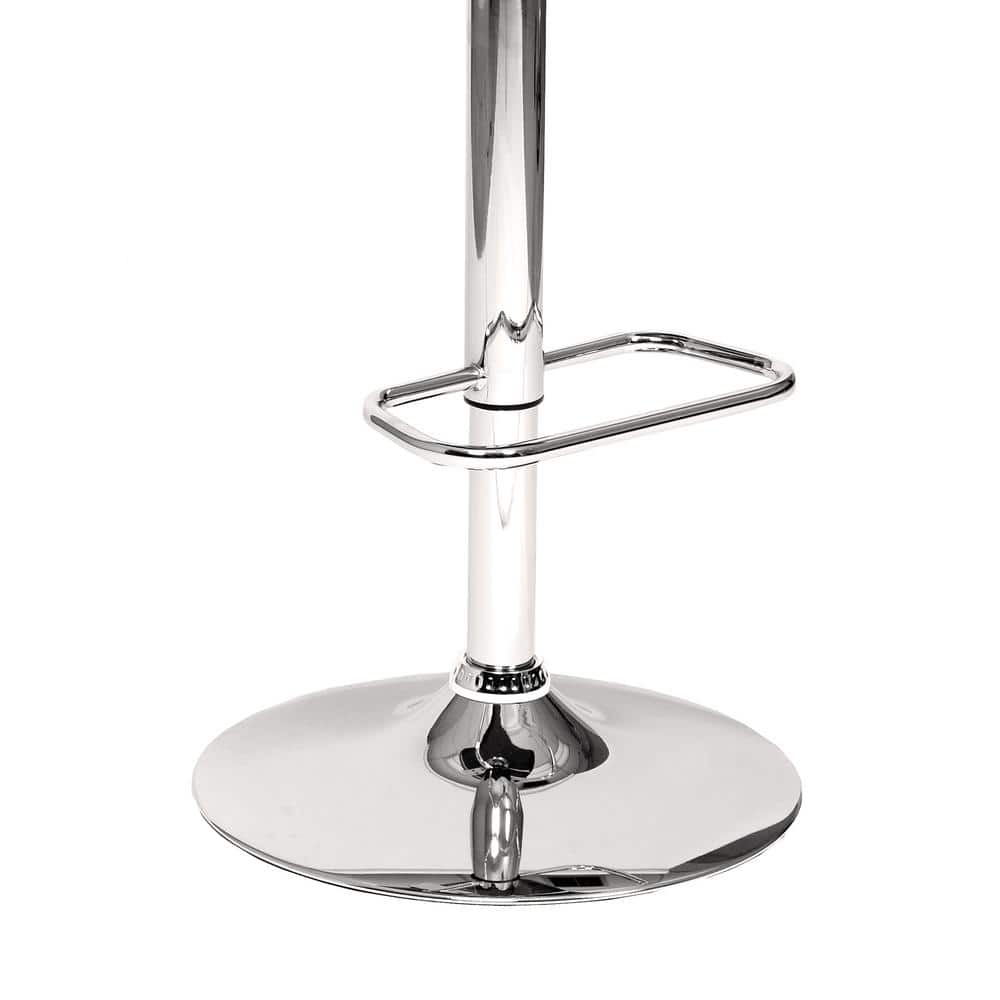 Cream Faux Leather Adjustable Swivel Bar Stool with Walnut and Chrome