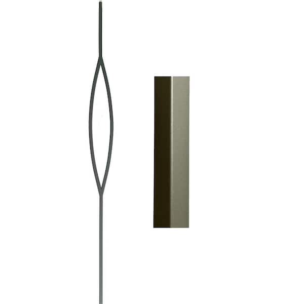 Atlas Stair Parts 44 in. x 1/2 in. Ash Grey Single Marquise Square Base Hollow Iron Baluster