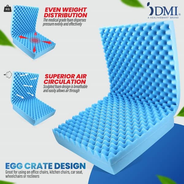 Vakly Convoluted Foam Egg Crate Seat Cushion 4 Inch Thick Pillow  [18''x16''x4''] for Added Padding and Comfort on a Wheelchair or Office  Chair