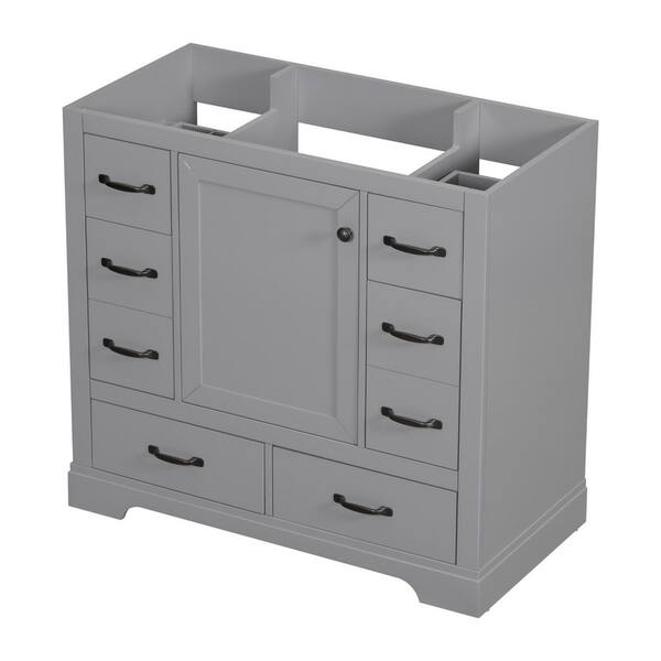 Grace 35.50 in. W x 17.90 in. D Bath Vanity Cabinet without Top in Grey, including Drawers and Adjustable Shelf