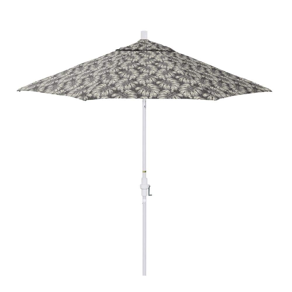 9 ft. Matted White Aluminum Market Patio Umbrella with Crank Lift and Collar Tilt in Palm Graphite Pacifica Premium price history on PriceWatchPro