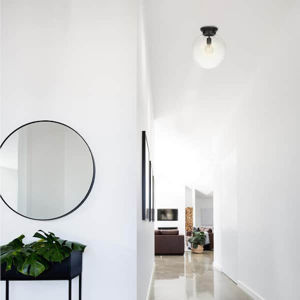 Portland 1-Light Black Semi-Flush Mount