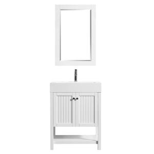 Pavia 28 in. Bath Vanity in White with Acrylic Vanity Top in White with White Basin and Mirror