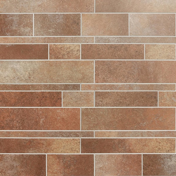 Ivy Hill Tile Luxe Core Railroad Terracotta 4 in. x 0.16 in. SPC Peel and Stick Tile Sample