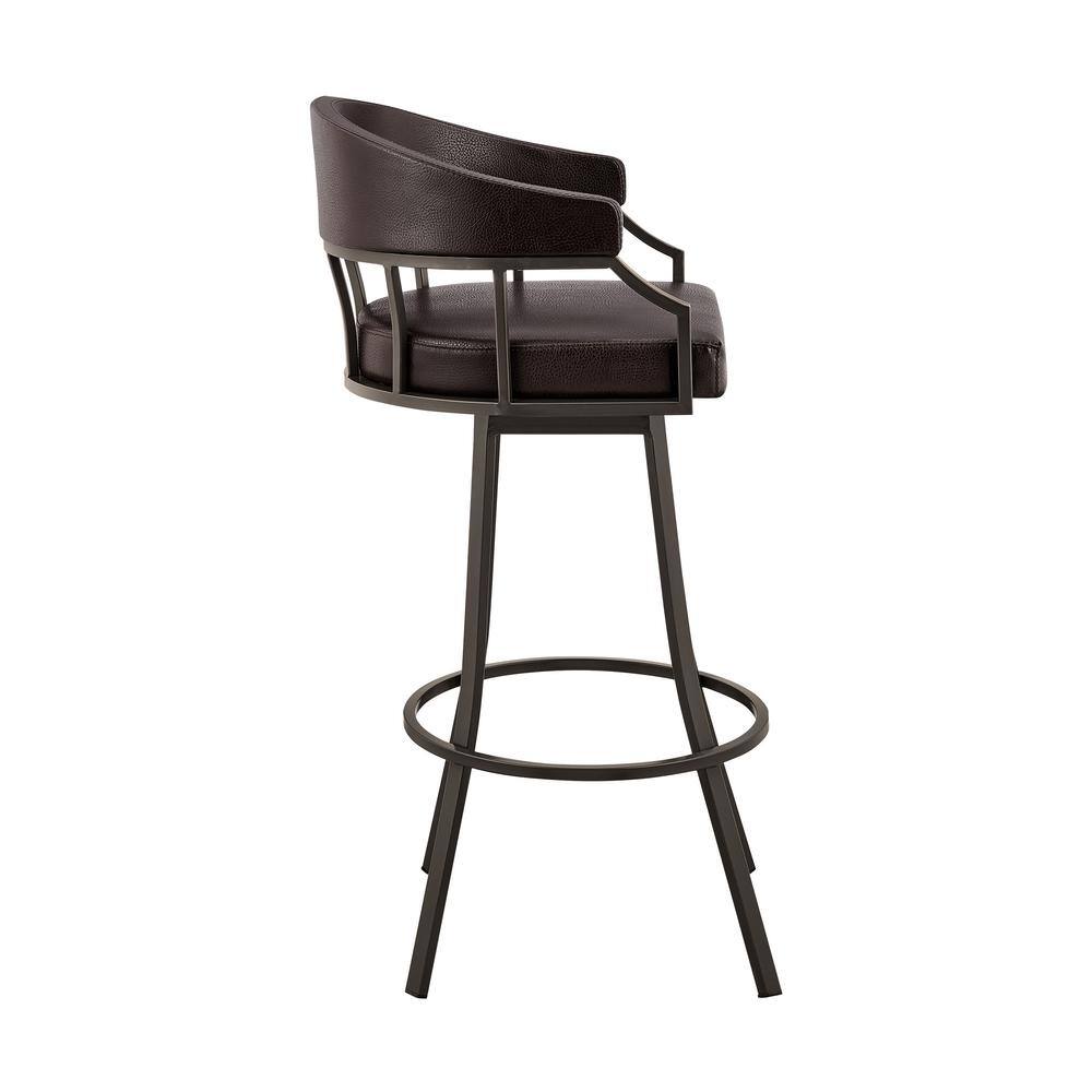 Palmdale 30" Java Brown Metal and Brown Faux Leather Swivel Bar Stool