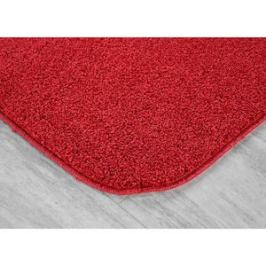 Gramercy 22 in. x 60 in. Classic Red Solid Color Plush Polypropylene Rectangle Bath Rug