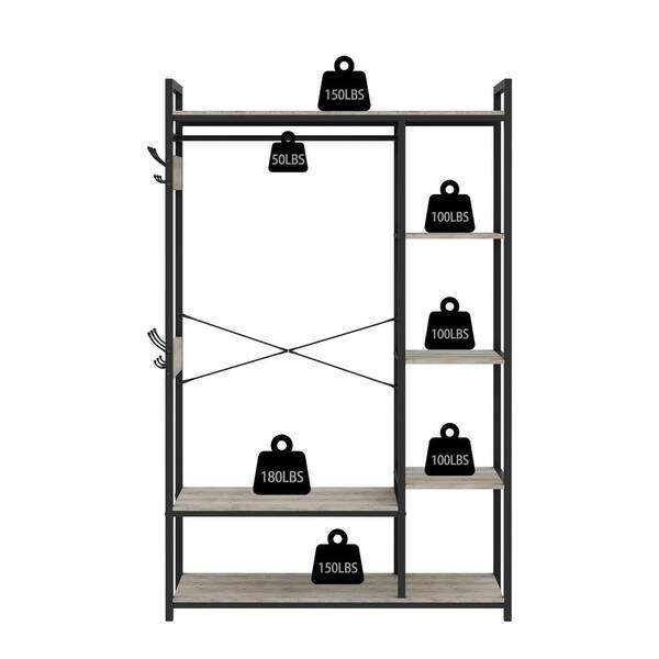 JHX FreeStanding Closet Organizer with Storage Box Side Hook Portable –  Room & Decor