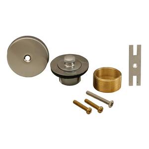 Lift and Turn Bath Tub Drain Conversion Kit with 1-Hole Overflow Plate in Brushed Stainless