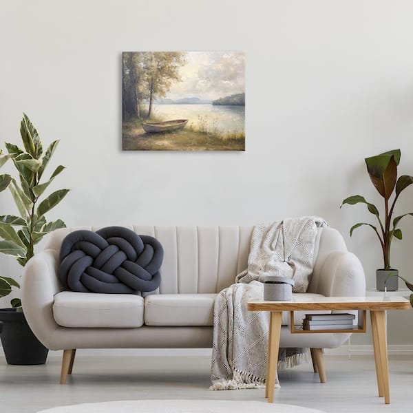 Boat at Lake's Edge by Petal Prints Design Unframed Nature Graphic Art Print 24 in. x 30 in.