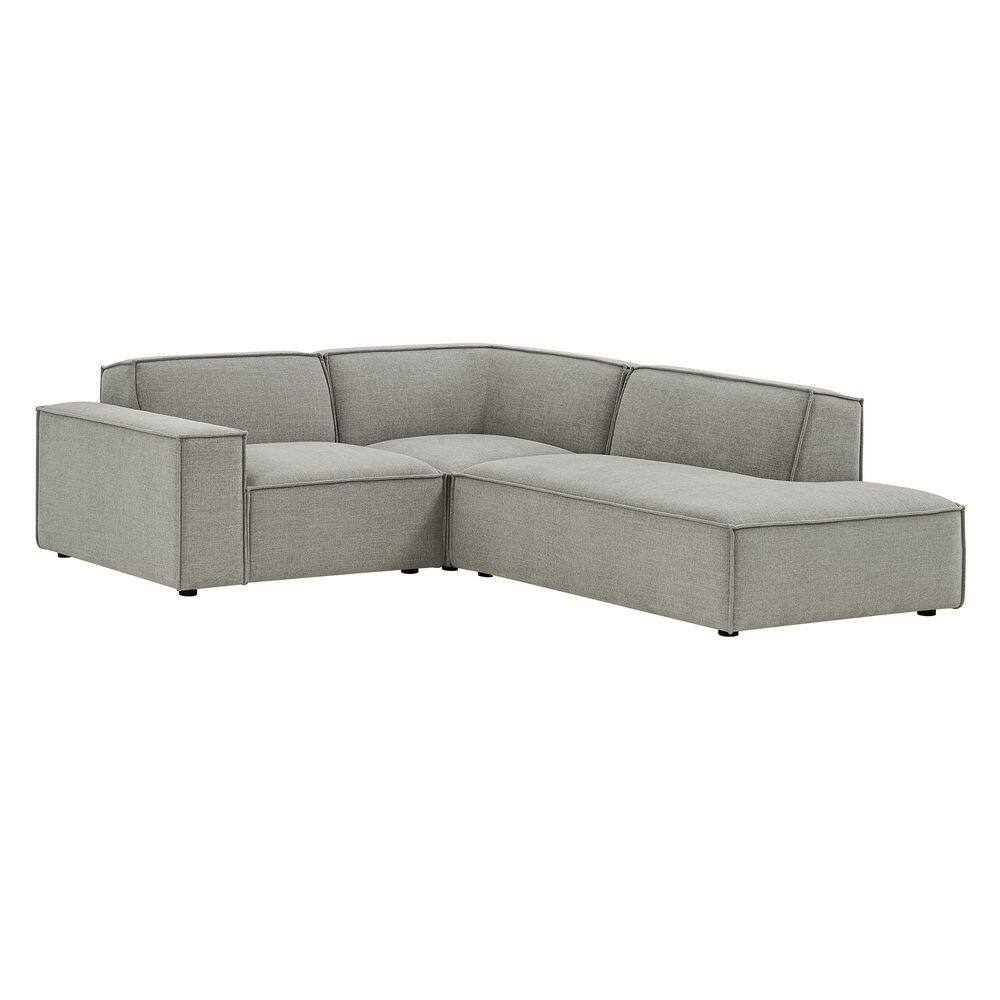 Restore Fabric Upholstered 3-Piece Modular L-Shaped Sectional Sofa in Pewter