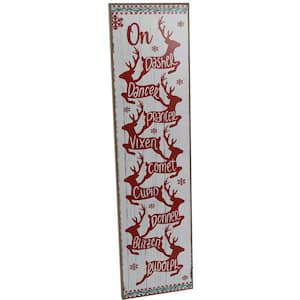45 in. ON DASHER Santa's Reindeer Porch Leaner Sign with Battery-Operated LED Lights, Festive Christmas Decoration