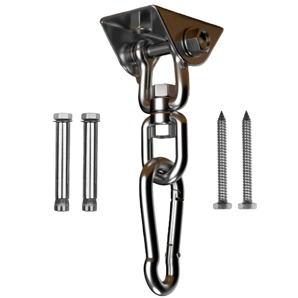 Silver Stainless Steel Hammock Hanging Kit, 1000 lb. Capacity, Heavy Duty 360° Rotate Swing Ultra Durable Hooks price history on PriceWatchPro