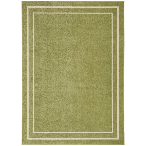 Nourison Essentials Green Ivory 6 ft. x 9 ft. Solid Contemporary Indoor/Outdoor Area Rug