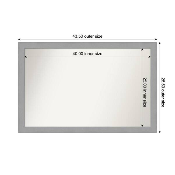 Brushed Nickel 43.5 in. x 28.5 in. Custom Non-Beveled Recycled Polystyrene Framed Bathroom Vanity Wall Mirror