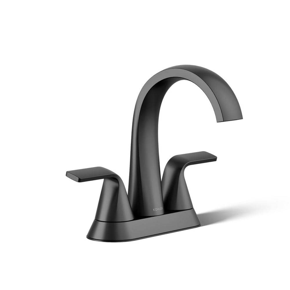 KOHLER Cursiva 4 in. Centerset 2-Handle Bathroom Faucet in Matte Black