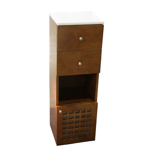 Barclay Products Ceylon 14-1/4 in. W x 13-1/2 in. D Wall Hung Side Cabinet in Chestnut with Marble Top in White-DISCONTINUED