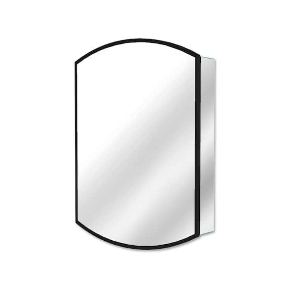 Modern 22 in. W x 31 in. H Arched Black Framed Aluminum Recessed/Surface Mount Medicine Cabinet with Mirror