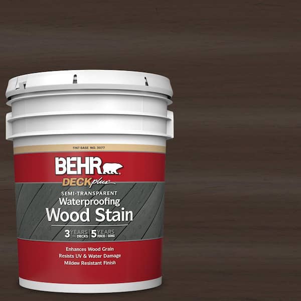 BEHR DECKplus 5 gal. #ST-105 Padre Brown Semi-Transparent Waterproofing Exterior Wood Stain