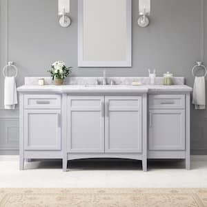 Sassy 72 in. W x 22 in. D x 34 in. H Single Sink Bath Vanity in Dove Gray with Carrara Marble Top