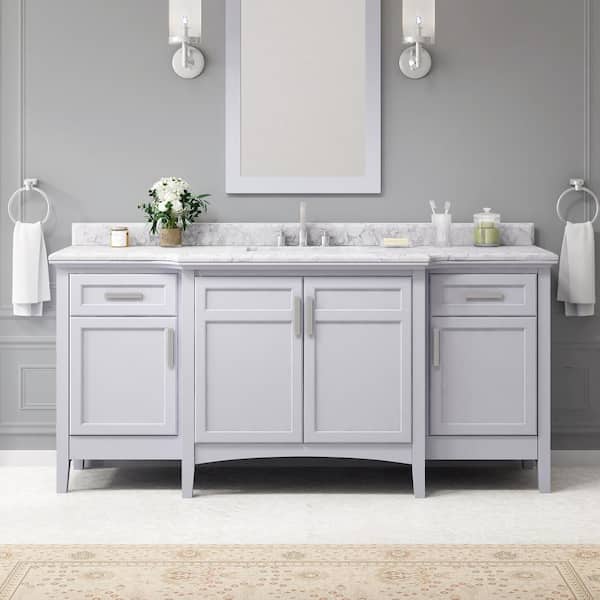 Home Decorators Collection Sassy 72 in. W x 22 in. D x 34 in. H Single Sink Bath Vanity in Dove Gray with Carrara Marble Top
