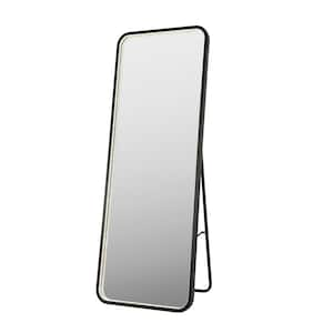 Tatum 65 in. H x 24 in. W Crystal Lining Rectangle Metal Framed Antifog Lit Wall/Floor Mirror with Smart Touch, Black