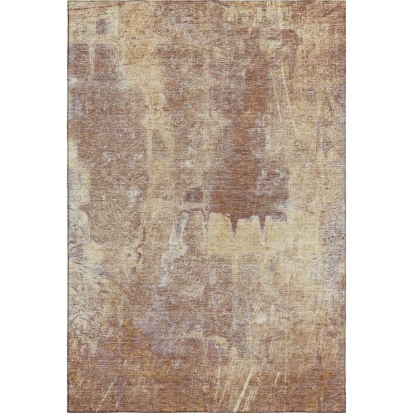 Mayfield Premium Machine Washable Abstract AMF2226 Terracotta 8 ft. x 10 ft. Area Rug