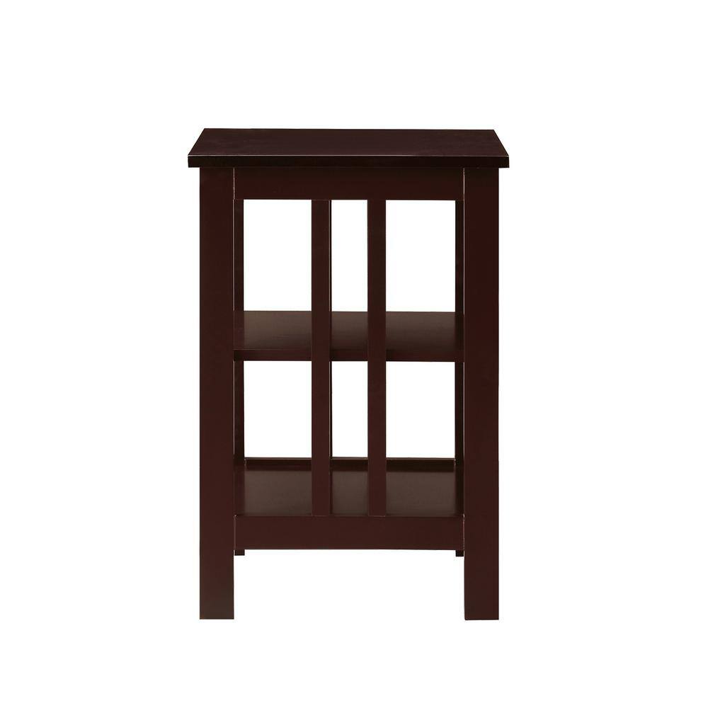 Espresso 24" Rectangular Wood End Table with Shelves
