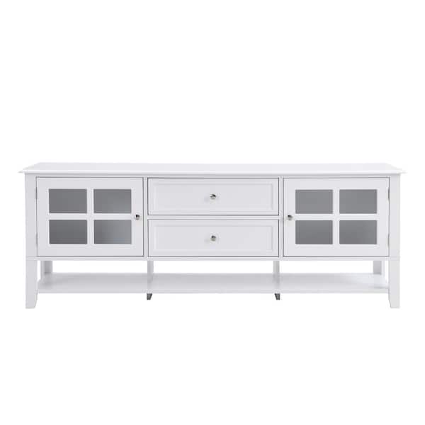Polibi White TV Stand Fits TV's up to 60 in. with Multifunctional Storage Space