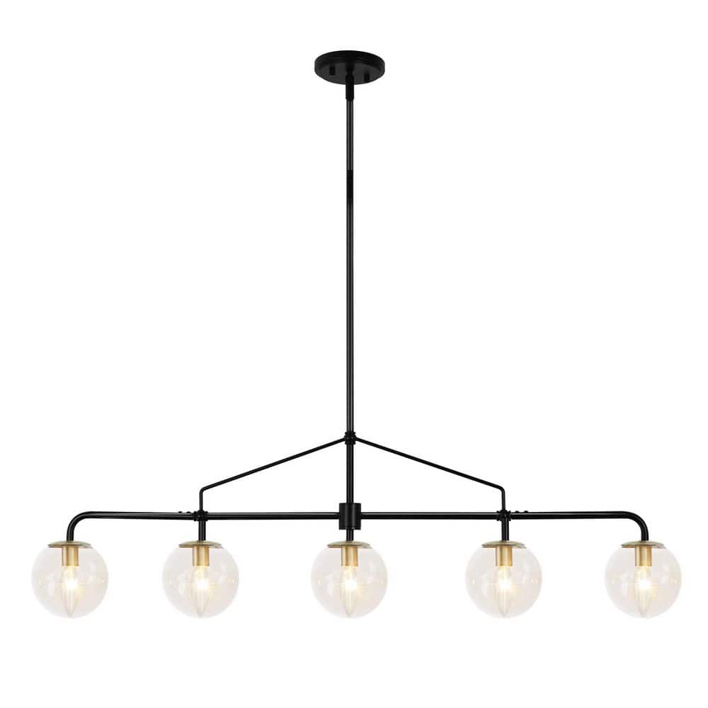 5 light Matte Black Kitchen Island Lighting Linear Chandelier for Dining Room Kitchen Island with no bulbs included price history on PriceWatchPro