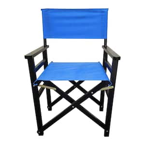 2 Pcs/set Blue Foldable Wooden Director Chair with Canvas Seat and Durable Folding Chair