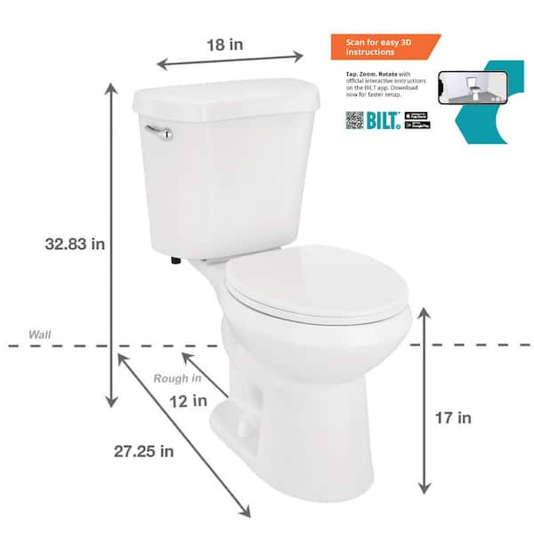Glacier Bay 12 in. Rough In 2-Piece 1.28 GPF Single Flush Round