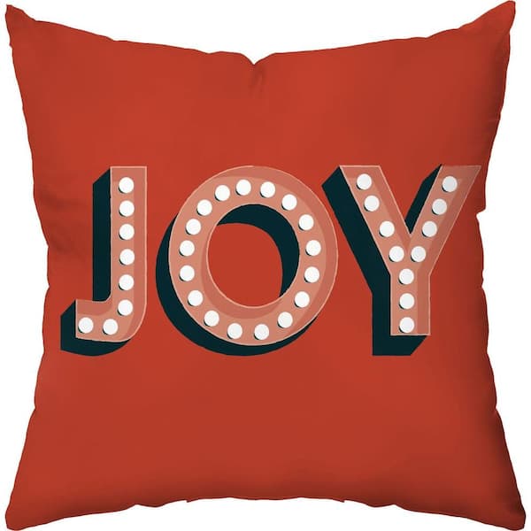 Checkerboard Lifestyle 18 in. H x 18 in. D Joy Marquee in Red Holiday Throw Pillow