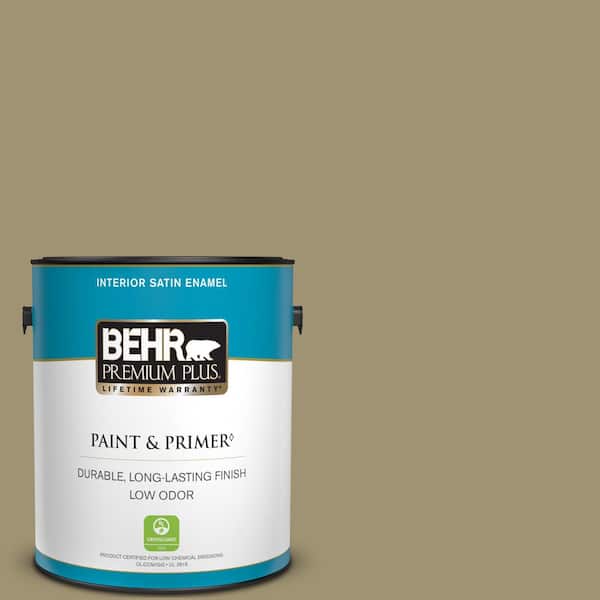 BEHR PREMIUM PLUS 1 gal. #380F-6 River Bank Satin Enamel Low Odor Interior Paint & Primer
