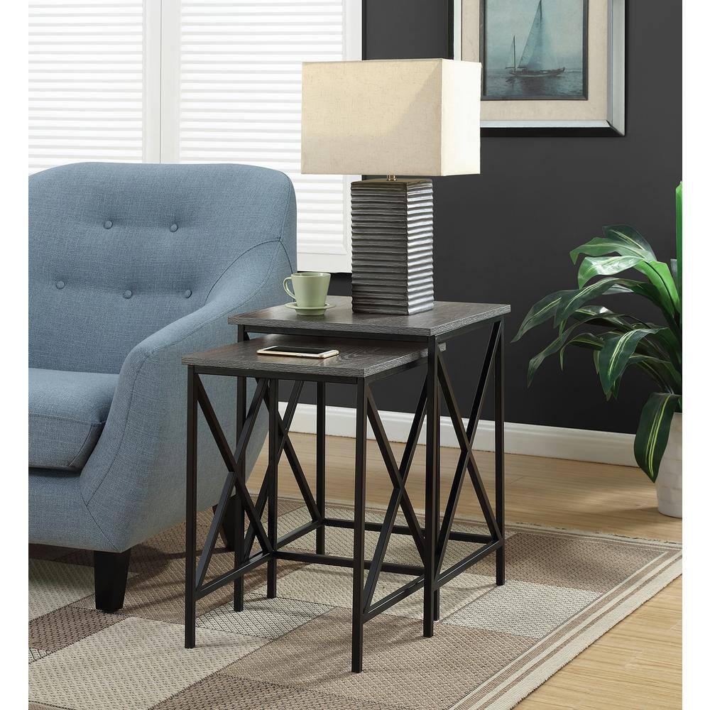 Tucson Weathered Gray & Black Metal Frame Nesting End Tables