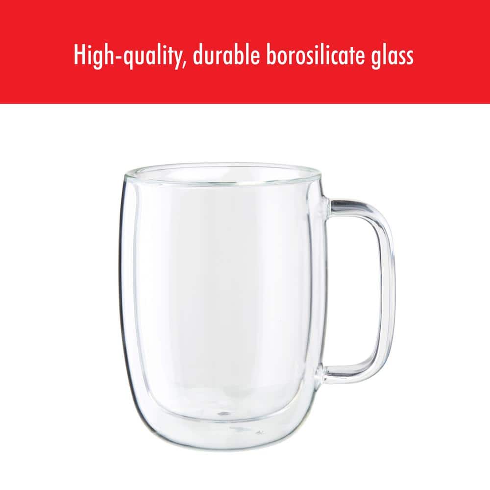 15 oz Clear Double-Wall Glass Latte Mug Set