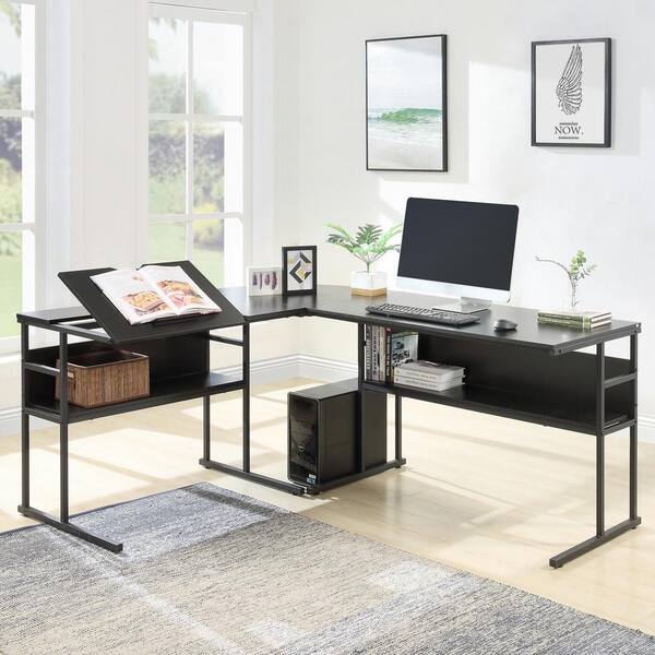 desk with bottom shelves