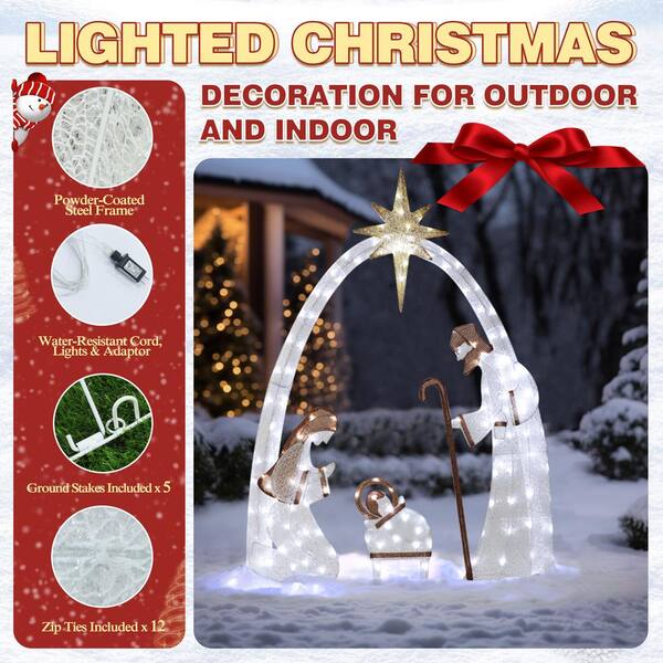 VEIKOUS 60 in. Nativity Scene Christmas Yard Decorations with LED lights,  Gold HP1001-08-3 - The Home Depot