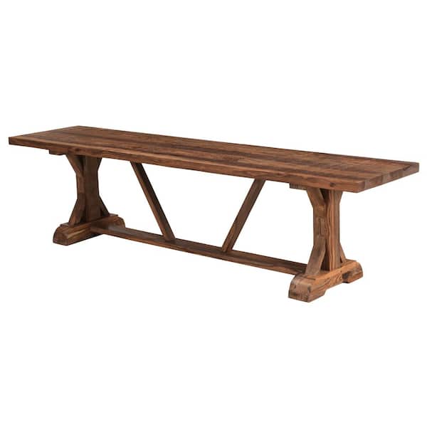 Coast to Coast imports Brownstone Chatter Solid Sheesham Wood Dining Bench with Rectangle Shape and Chatter Marks 70 in.