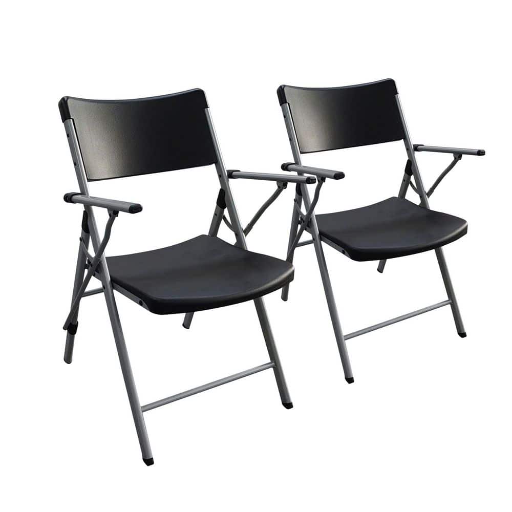 HDX Steel Frame Black/Silver Resin Arm Indoor/Outdoor Folding