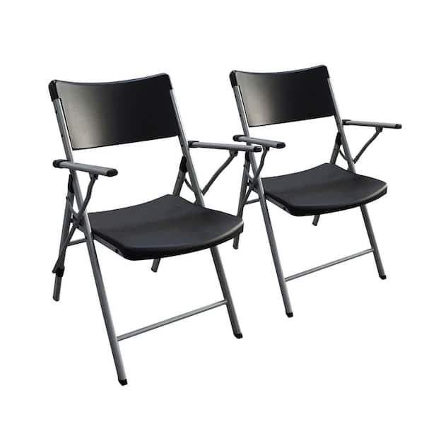 Kronfeld 椅子② HDX Steel Frame Black/Silver Resin Arm Indoor/Outdoor Folding