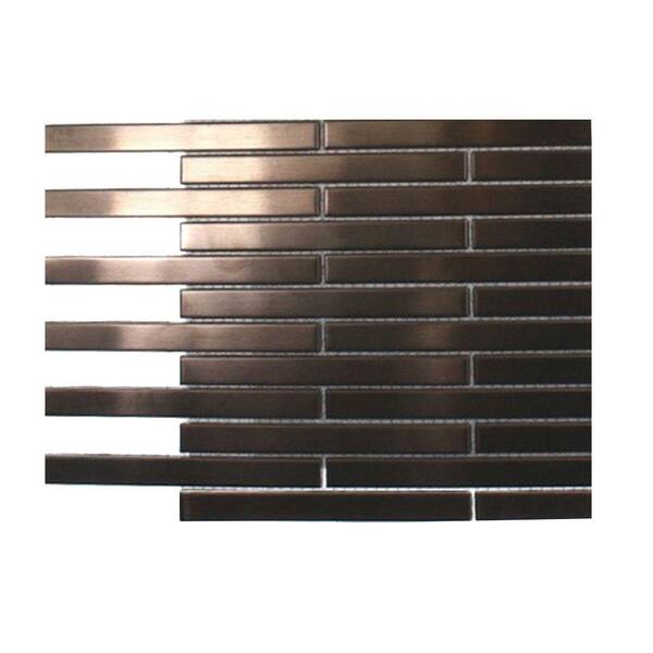 Splashback Tile Metal Rouge Stainless Steel Stick Brick Floor and Wall Tiles - 6 in. x 6 in. x 8 mm Tile Sample