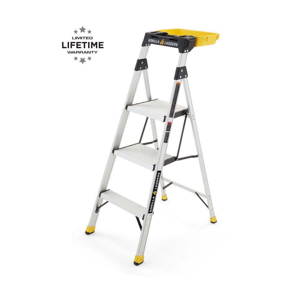 Reviews for Gorilla Ladders 4 .5 ft. Aluminum Dual Platform Step Ladder with Project Bucket ( 9