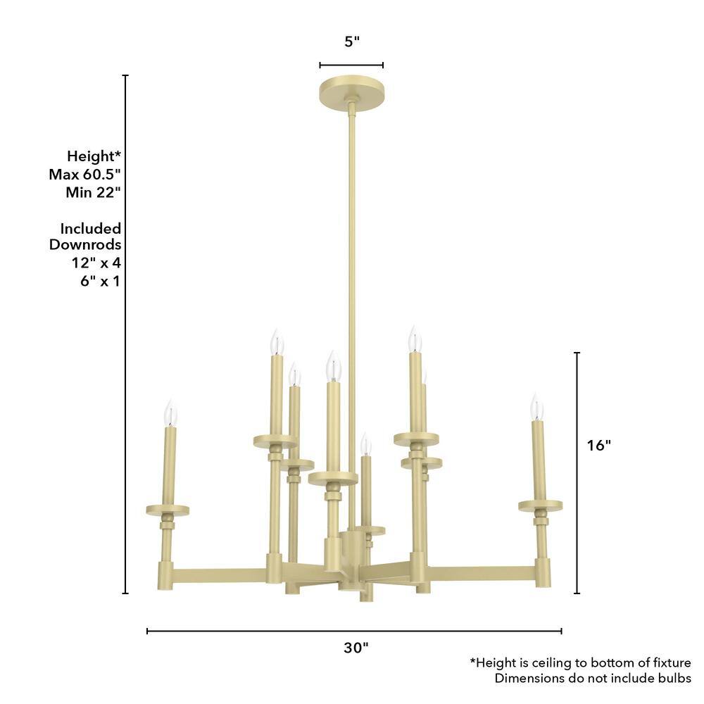 Hunter Briargrove Modern Brass 8-Light Tiered Candle Chandelier