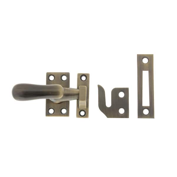 idh by St. Simons Antique Solid Brass Large Window Sash Lock with Casement Fastener