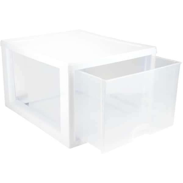 8 Pack Sterilite 27-Quart Single Box Modular Stacking Storage Container Clear