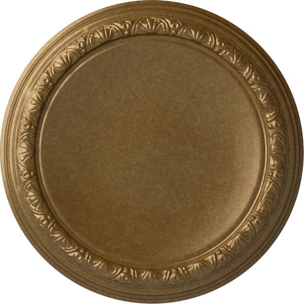 Ekena Millwork 19-1/2 in. x 1-3/4 in. Carlsbad Urethane Ceiling Medallion (Fits Canopies upto 14-1/4 in.) Hand-Painted Pale Gold